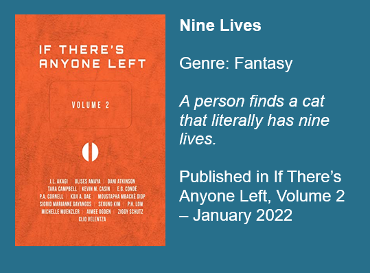 Nine Lives by P.A. Cornell
Genre: Fantasy
Click to read in If There's Anyone Left, Volume 2